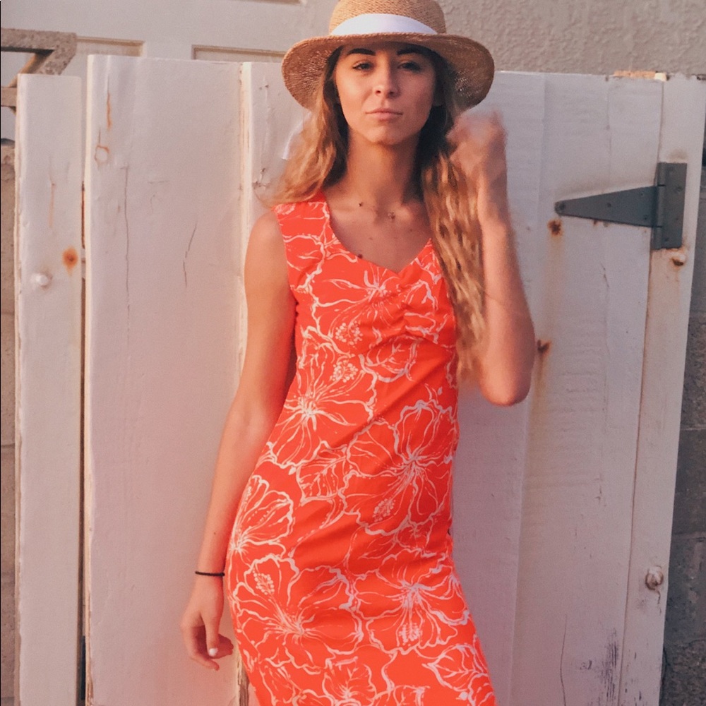 Vintage 60’s Neon Floral Print Maxi Dress